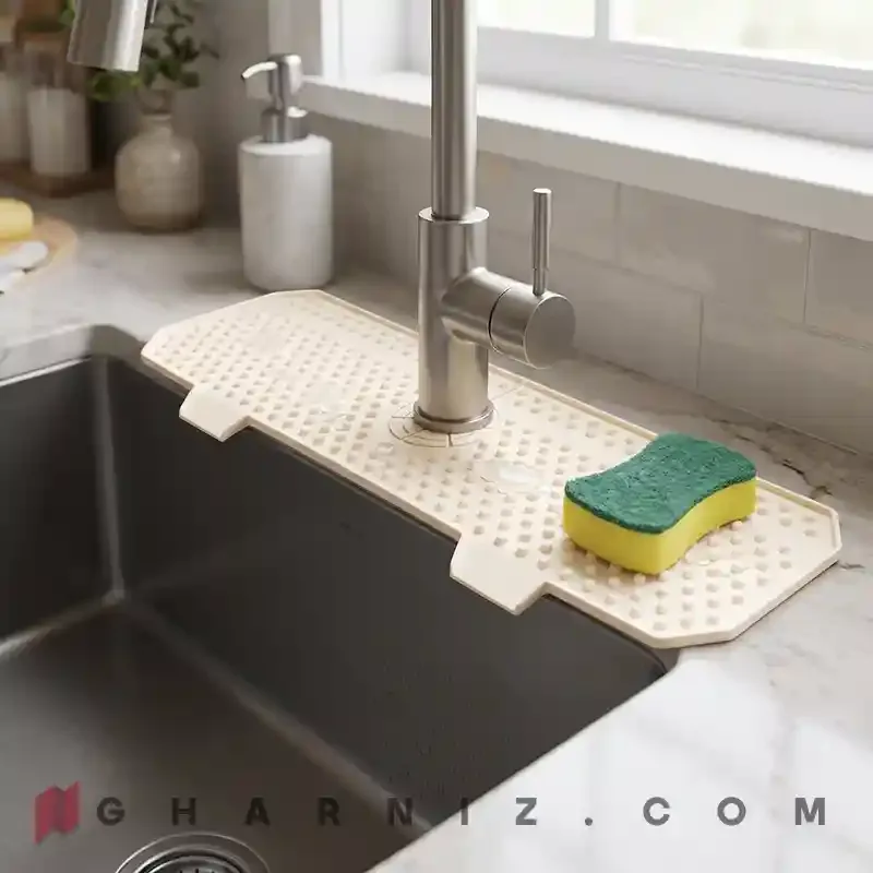 آبگیر دور شیر سیلیکونی ۶۰ سانتی قابل تنظیم | Silicone Faucet Splash Mat کد gh-a-202 — تصویر 7