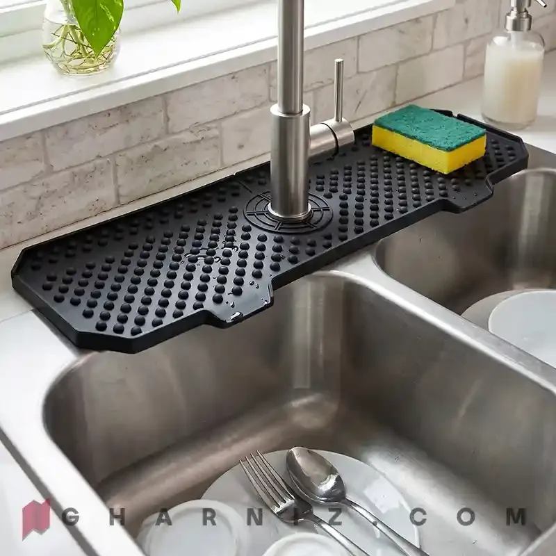 آبگیر دور شیر سیلیکونی ۶۰ سانتی قابل تنظیم | Silicone Faucet Splash Mat کد gh-a-202 — تصویر 2