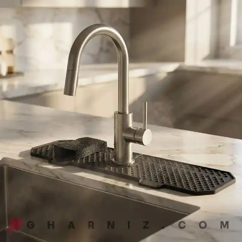 آبگیر دور شیر سیلیکونی ۶۰ سانتی قابل تنظیم | Silicone Faucet Splash Mat کد gh-a-202 — تصویر 4