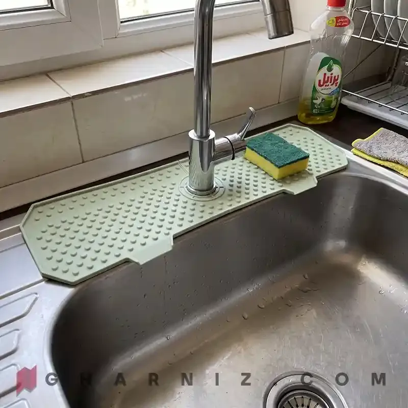 آبگیر دور شیر سیلیکونی ۶۰ سانتی قابل تنظیم | Silicone Faucet Splash Mat کد gh-a-202 — تصویر 5