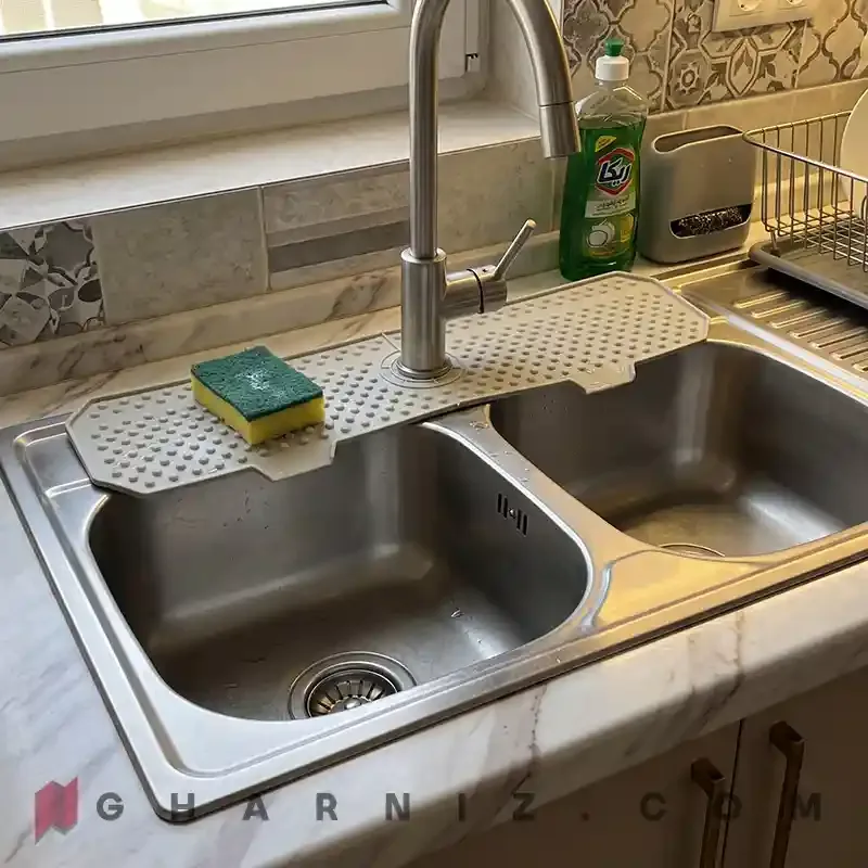 آبگیر دور شیر سیلیکونی ۶۰ سانتی قابل تنظیم | Silicone Faucet Splash Mat کد gh-a-202 — تصویر 6