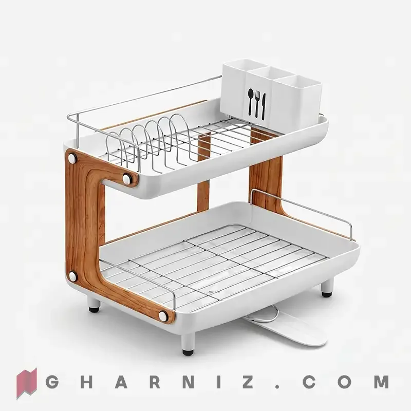 آبچکان شقایق دو طبقه طرح چوب رنگ سفید