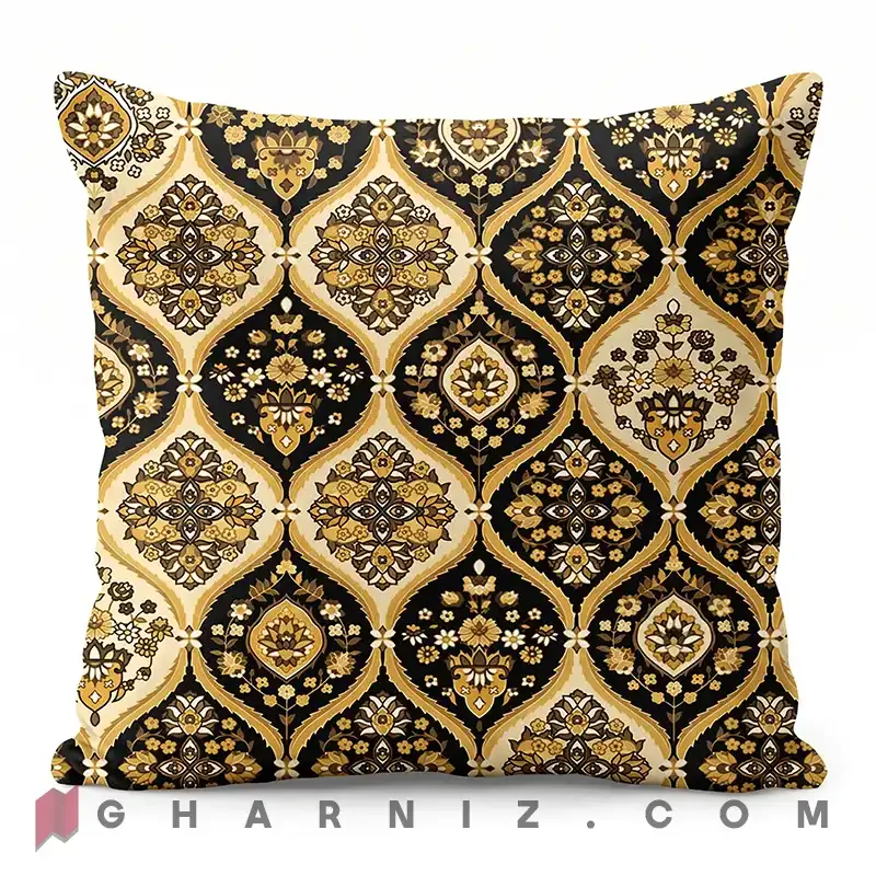 کاور کوسن مخمل طرح قاب گنبدی و ترنج کد gh-c787 — تصویر 2
