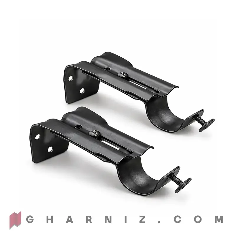 پایه دیواری میل پرده پانچی مشکی مات کد gh-ct-paye-d — تصویر 4