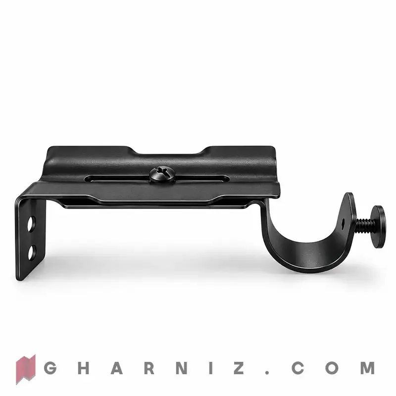 پایه دیواری میل پرده پانچی مشکی مات کد gh-ct-paye-d — تصویر 2