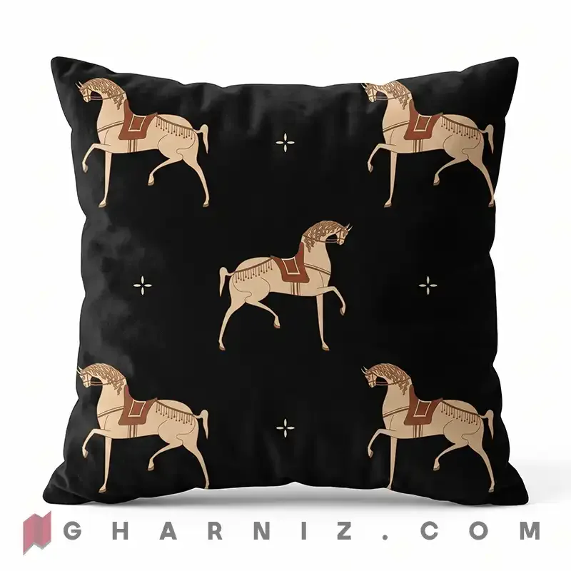 کاور کوسن مخمل طرح اسب زین‌ دار کد gh-c773 — تصویر 3