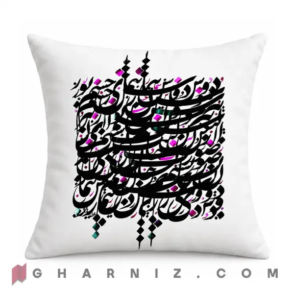 کاور کوسن مخمل طرح سیاه‌ مشق سفید