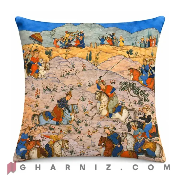 کاور کوسن مخمل طرح مینیاتور چوگان سنتی