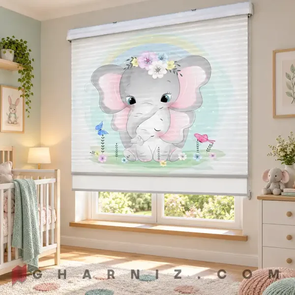 پرده زبرا اتاق کودک طرح فیل مادر و بچه Mommy & Me