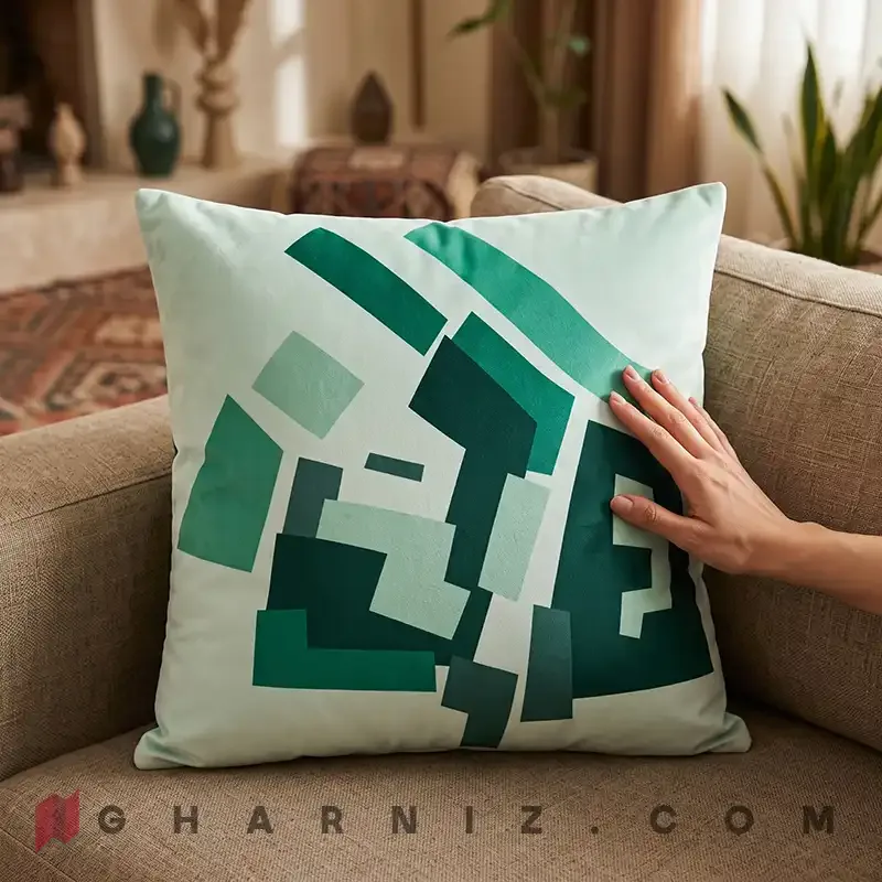 کاور کوسن مخمل طرح هندسی مدرن کد gh-c789 — تصویر 7