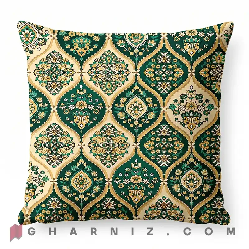 کاور کوسن مخمل طرح قاب گنبدی و ترنج کد gh-c787 — تصویر 3