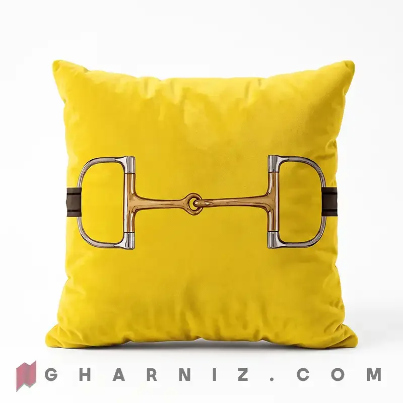 کاور کوسن مخمل طرح یراق طلایی کد gh-c774 — تصویر 7