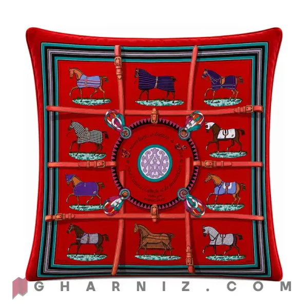کاور کوسن مخمل طرح اسب و یراق قرمز