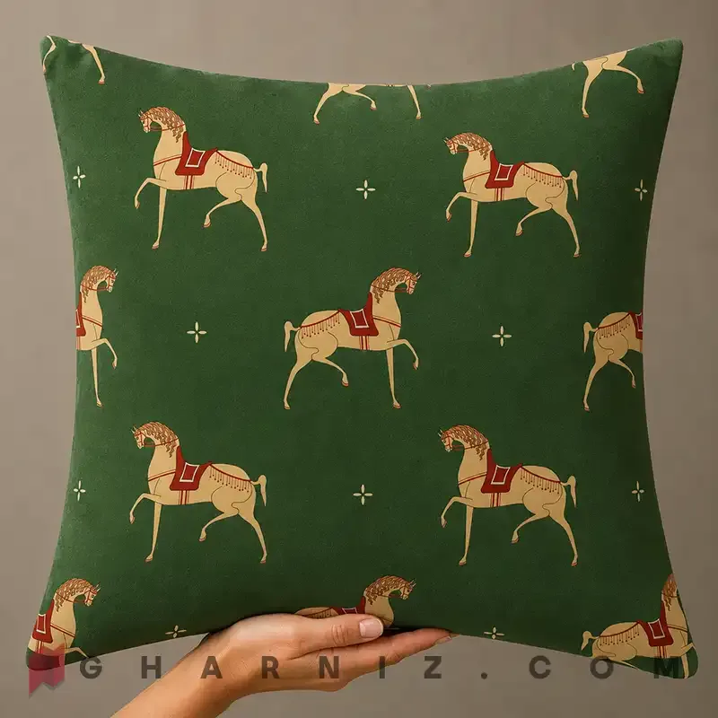 کاور کوسن مخمل طرح اسب زین‌ دار کد gh-c773 — تصویر 12