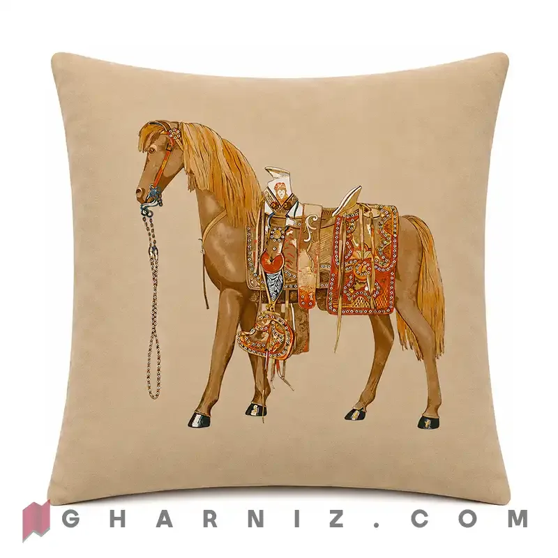 کاور کوسن مخمل طرح اسب و زین تزئینی کد gh-c702 — تصویر 7