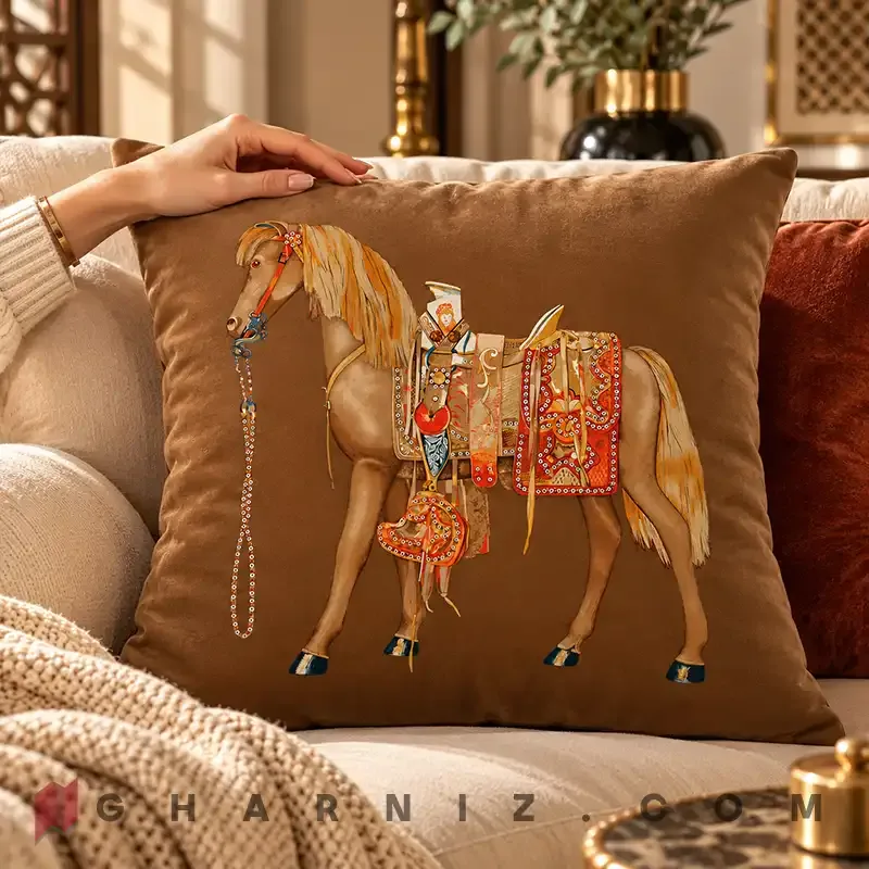 کاور کوسن مخمل طرح اسب و زین تزئینی کد gh-c702 — تصویر 16