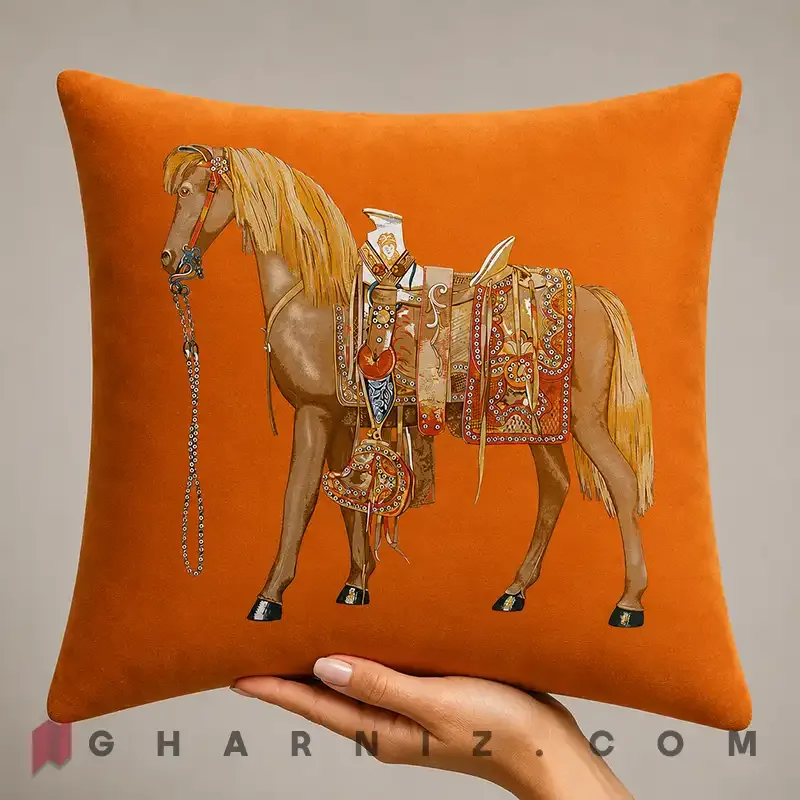 کاور کوسن مخمل طرح اسب و زین تزئینی کد gh-c702 — تصویر 15