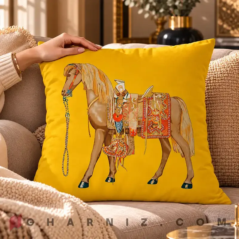کاور کوسن مخمل طرح اسب و زین تزئینی کد gh-c702 — تصویر 10