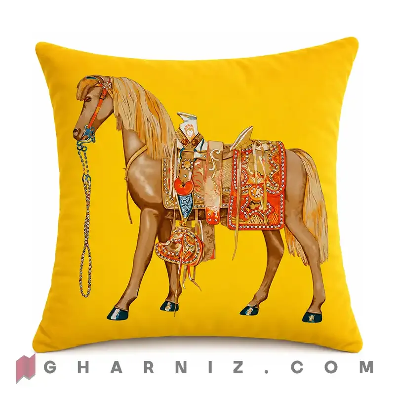 کاور کوسن مخمل طرح اسب و زین تزئینی کد gh-c702 — تصویر 6