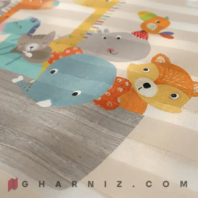 پرده زبرا اتاق کودک طرح قایق حیوانات و رنگین‌کمان Rainbow Ark کد gh-zk209 — تصویر 4