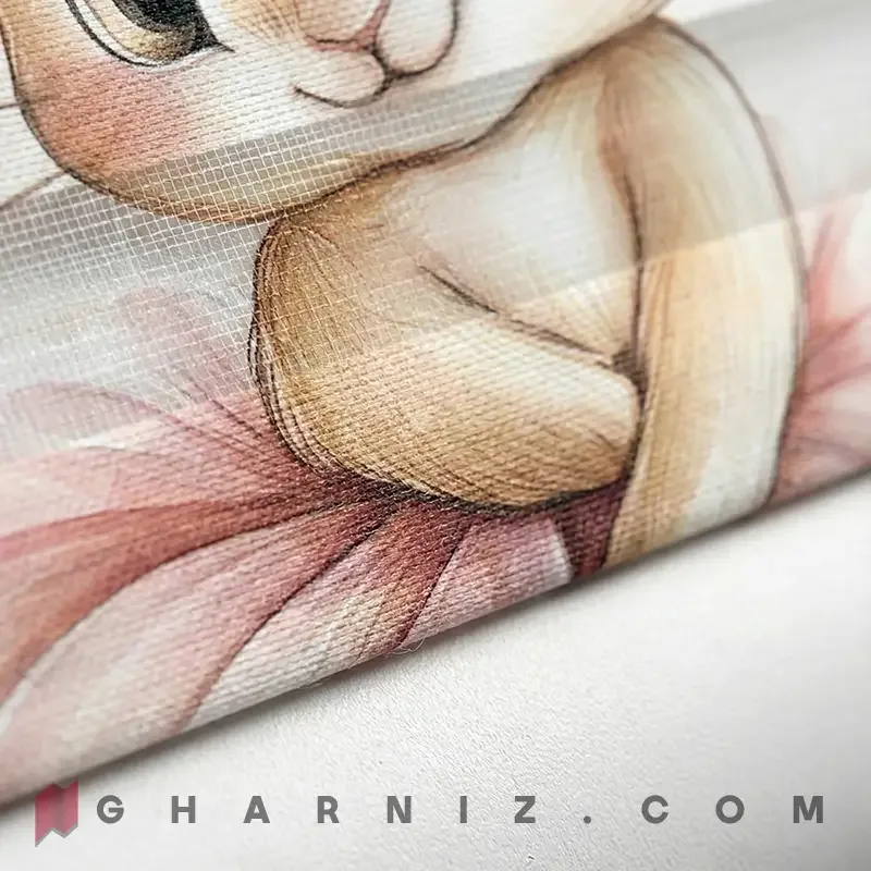 پرده زبرا اتاق کودک طرح خرگوش پاپیونی با دامن صورتی Rosy Bunny کد gh-zk205 — تصویر 2
