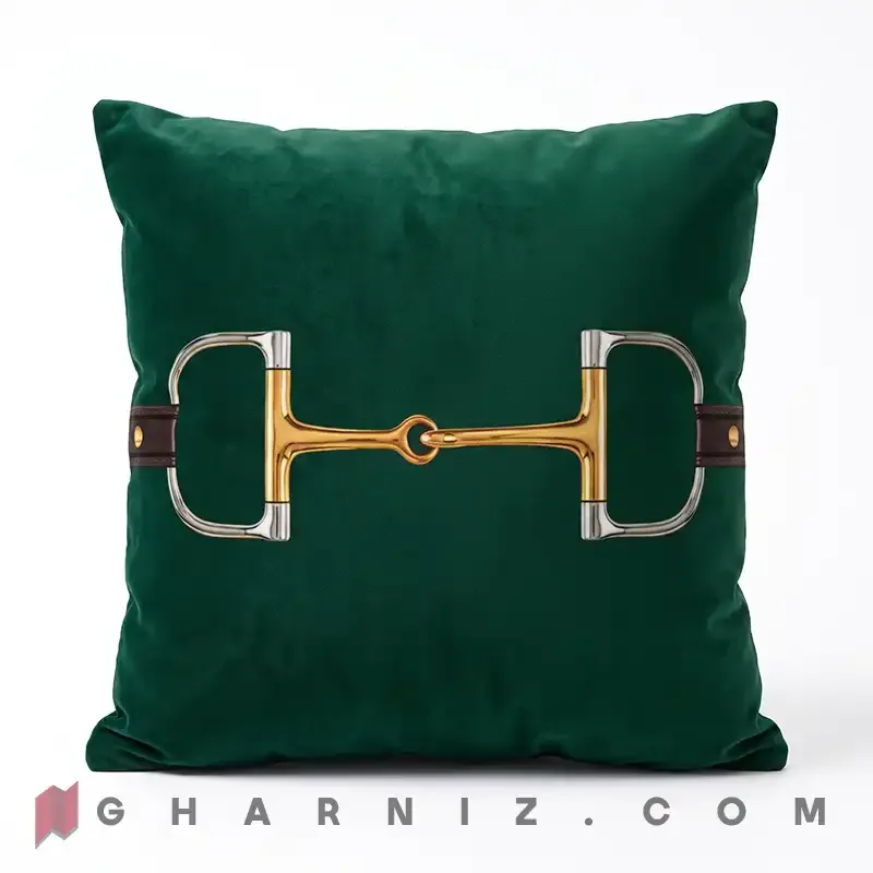 کاور کوسن مخمل طرح یراق طلایی کد gh-c774 — تصویر 6