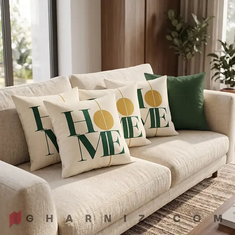 کاور کوسن مخمل طرح نوشته HOME کد gh-c811 — تصویر 8