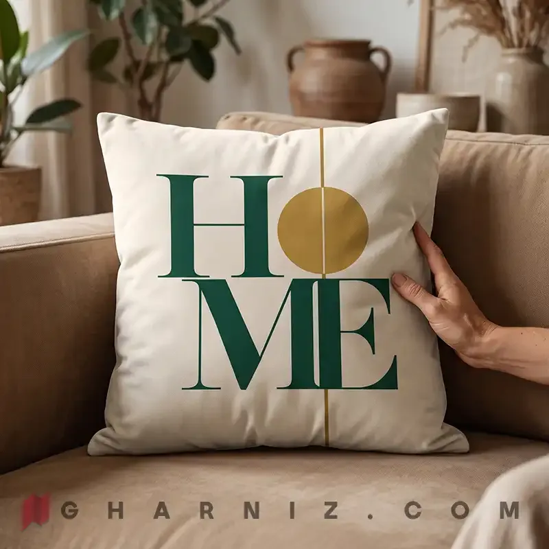 کاور کوسن مخمل طرح نوشته HOME کد gh-c811 — تصویر 7