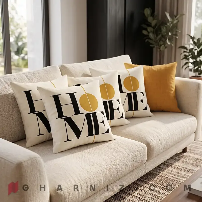 کاور کوسن مخمل طرح نوشته HOME کد gh-c811 — تصویر 10