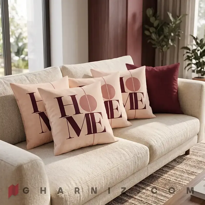 کاور کوسن مخمل طرح نوشته HOME کد gh-c811 — تصویر 11