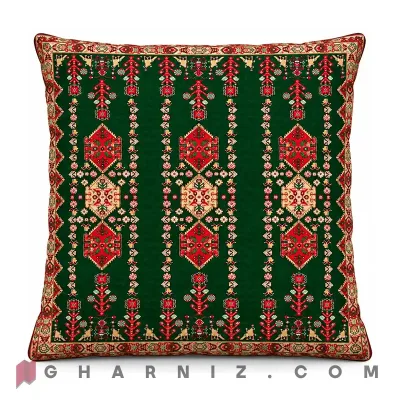کاور کوسن مخمل طرح گلیم عشایری سه‌ ستونه