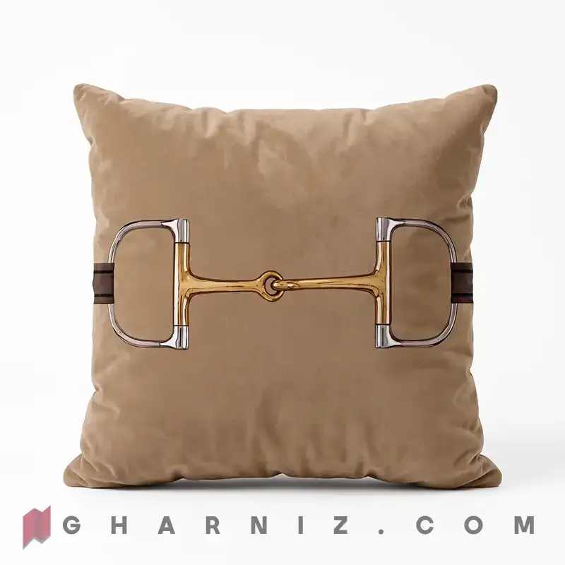 کاور کوسن مخمل طرح یراق طلایی کد gh-c774 — تصویر 4