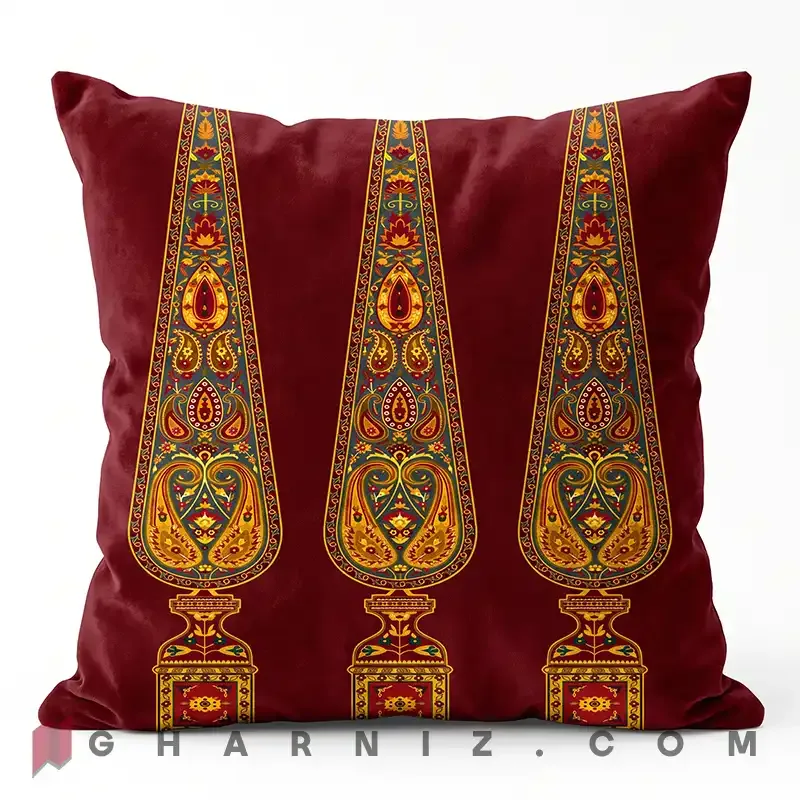 کاور کوسن مخمل طرح سرو و بته‌ جقه کد gh-c747 — تصویر 3