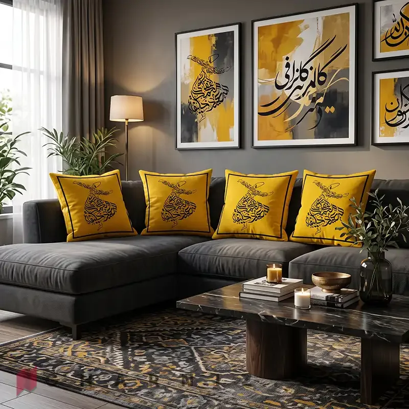 کاور کوسن مخمل طرح سماع صوفی کد gh-c752 — تصویر 24