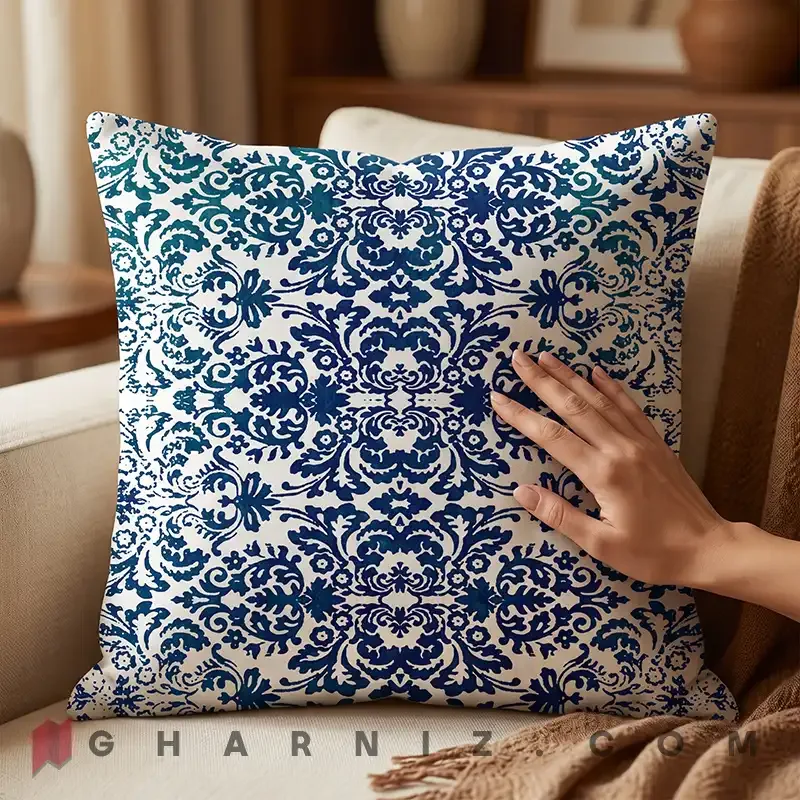 کاور کوسن مخمل طرح داماسک کلاسیک ریز نقش کد gh-c753 — تصویر 10