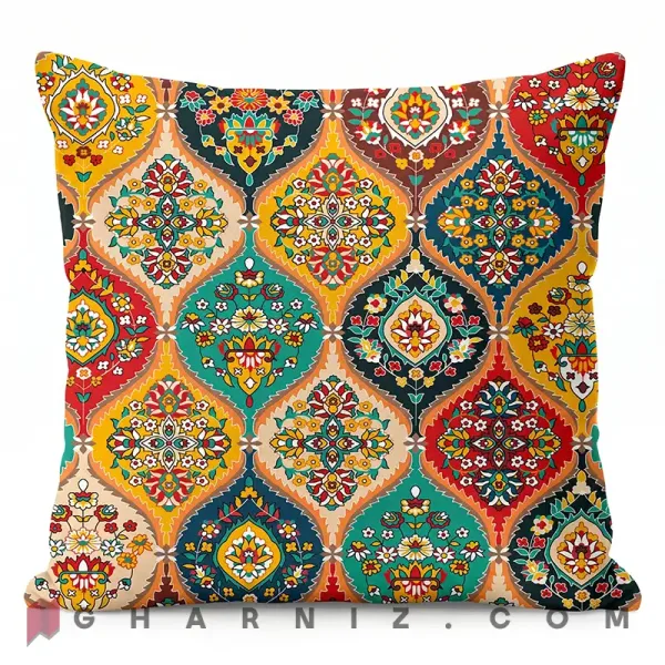 کاور کوسن مخمل طرح قاب گنبدی و ترنج