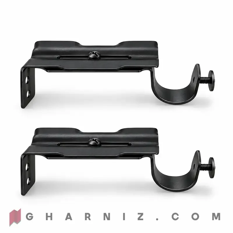 پایه دیواری میل پرده پانچی مشکی مات کد gh-ct-paye-d — تصویر 3