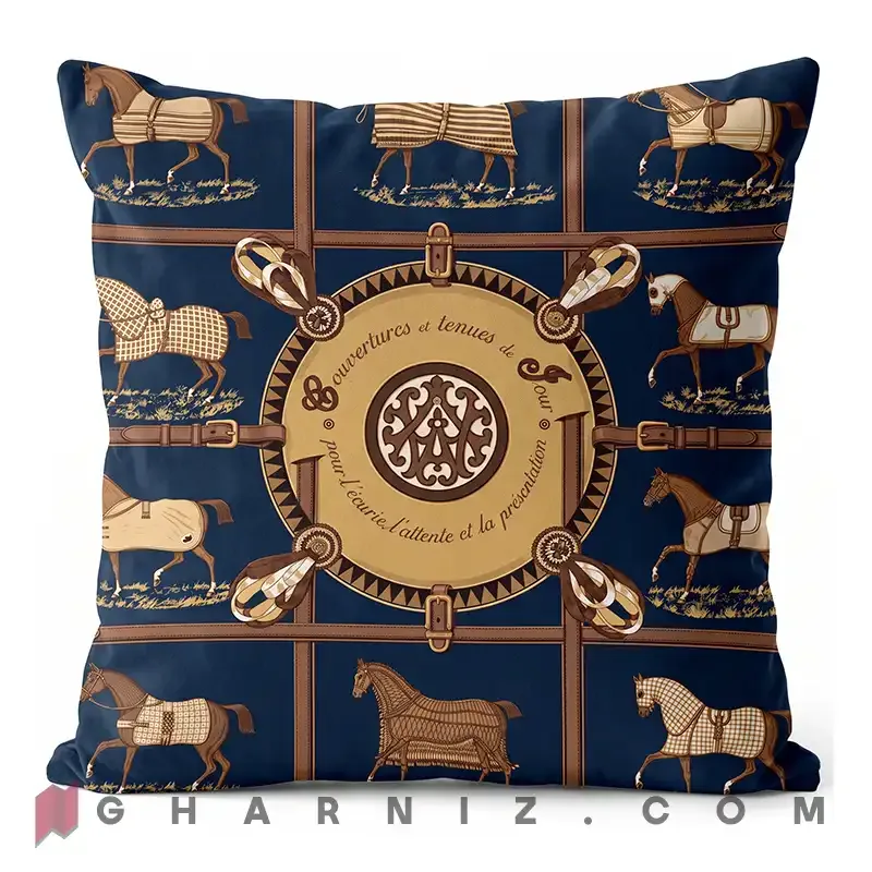 کاور کوسن مخمل طرح اسب و یراق درشت کد gh-c768 — تصویر 2