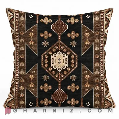 کاور کوسن مخمل طرح گلیم عشایری